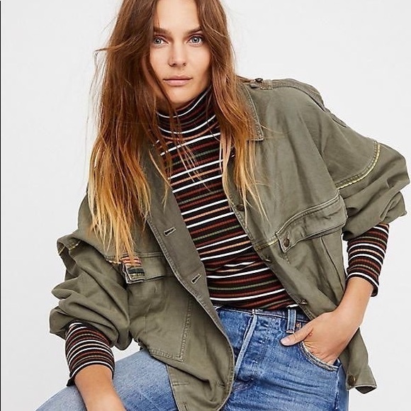 Free People slouchy military jacket - Picture 1 of 7